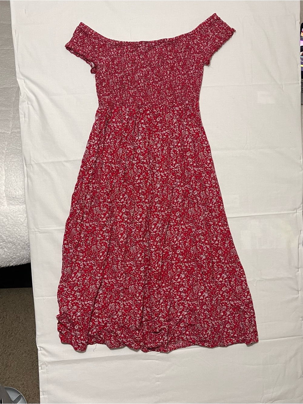 Red Floral Off-Shoulder Maxi Dress - Women